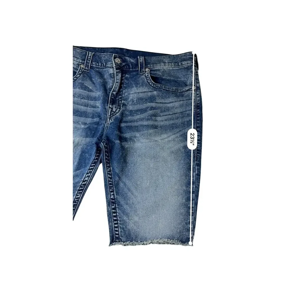 True Religion Ricky Relaxed Straight Fit Blue Jeans Shorts 40 Skater‎ Y2k Casual